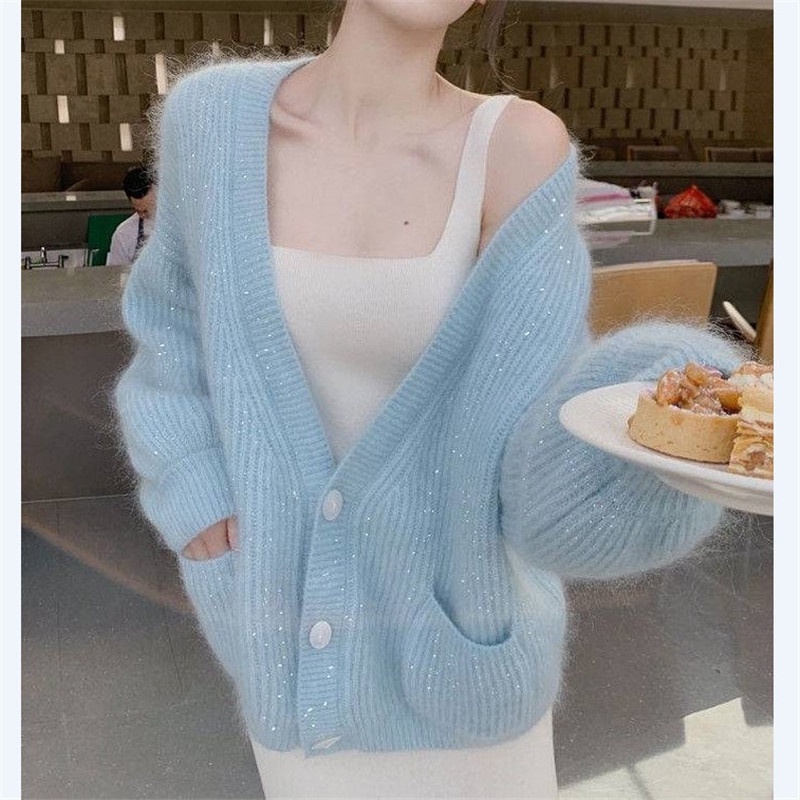 Hàng Sẵn_ Áo khoác len lông mềm mại nhẹ nhàng phong cách Hàn Hadu shop