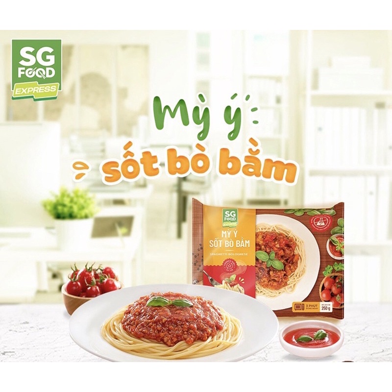 Mỳ Ý Sốt Bò Bằm SG Food 250g, Mì Spaghetti Ăn Liền