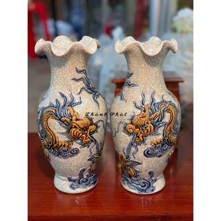 Lọ lượn rồng men rạn bát tràng