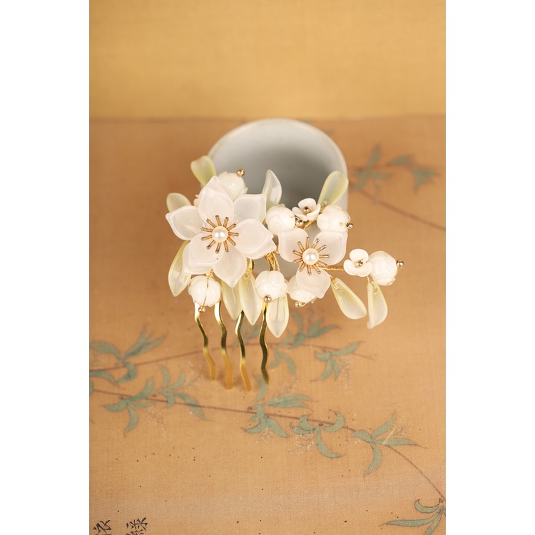 [Hàng Mới Về] Kẹp Cá Mập Phong Cách Trung Hoa Cổ Điển Phối Tua Rua Trang Trí