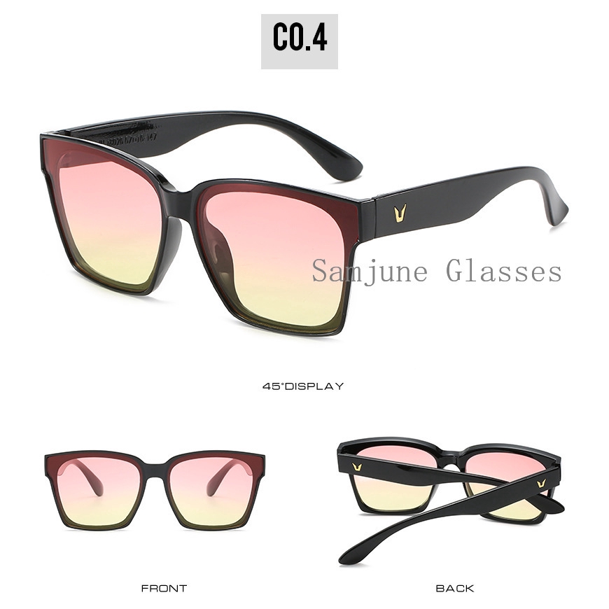 Kính Mát Samjune 18026 Gọng Vuông Oversize Chống Tia Uv400 Phong Cách Retro Thời Trang 2019