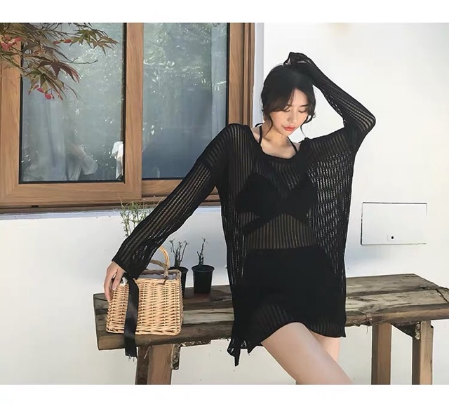 Áo lưới, Áo choàng đi biển trễ vai form oversize sành điệu