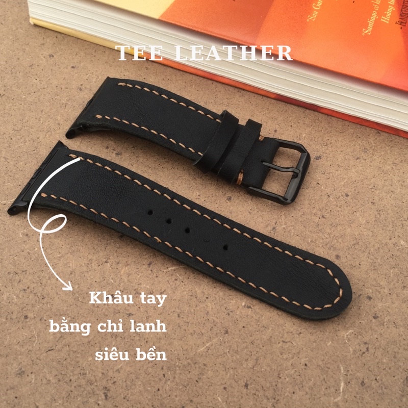 Dây da đồng hồ apple watch TEE LEATHER da bò thật, 2 lớp sang trọng - Dành Cho Series 6 | 5 | 4 | 3 | 2 | 1