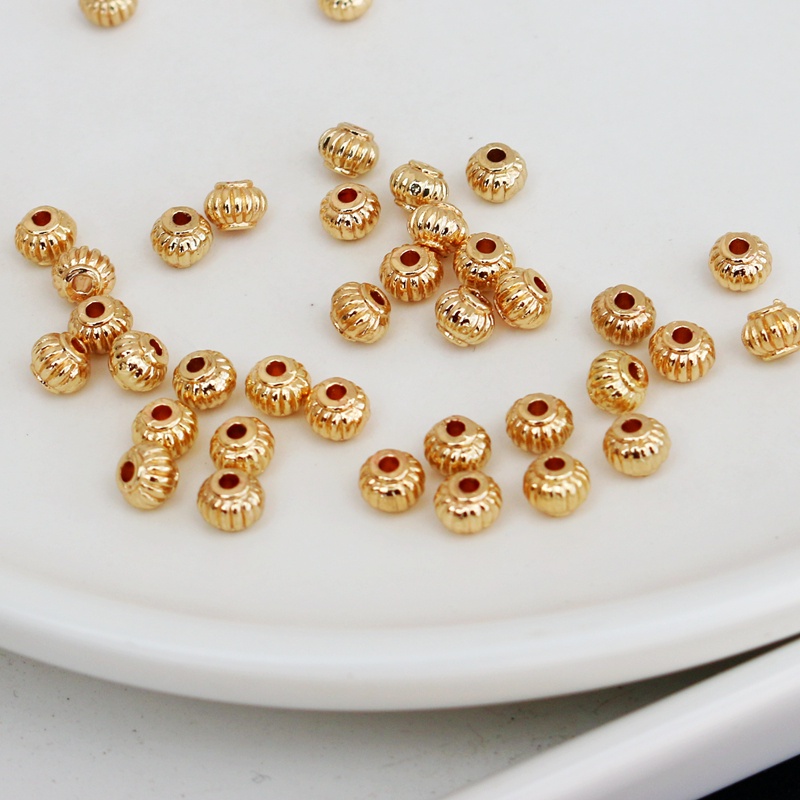 Set 50 Hạt Đồng Mạ Vàng 14K 4 * 5mm Tự Làm Lồng Đèn