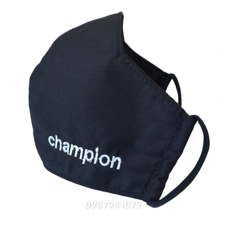 khẩu trang vải đen thêu logo Champi_01 | WebRaoVat - webraovat.net.vn