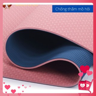 Thảm tập Yoga 2 lớp TPE dày 6mm-8mm, thảm tập Gym chống trơn trượt và không thấm mồ hôi