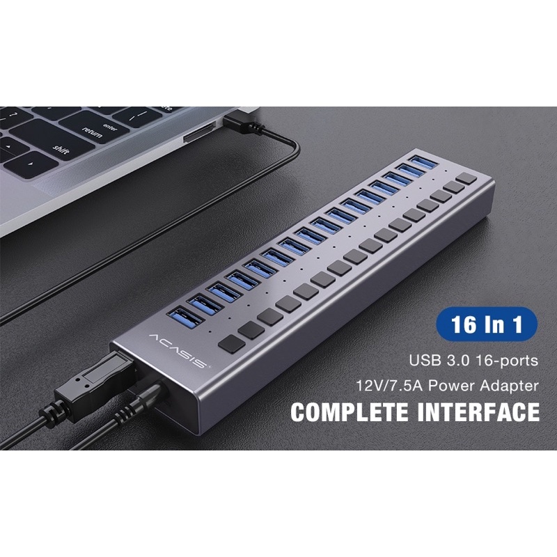 Bộ chia 16 cổng usb 3.0 tốc độ cao, hub 3.0 16 port