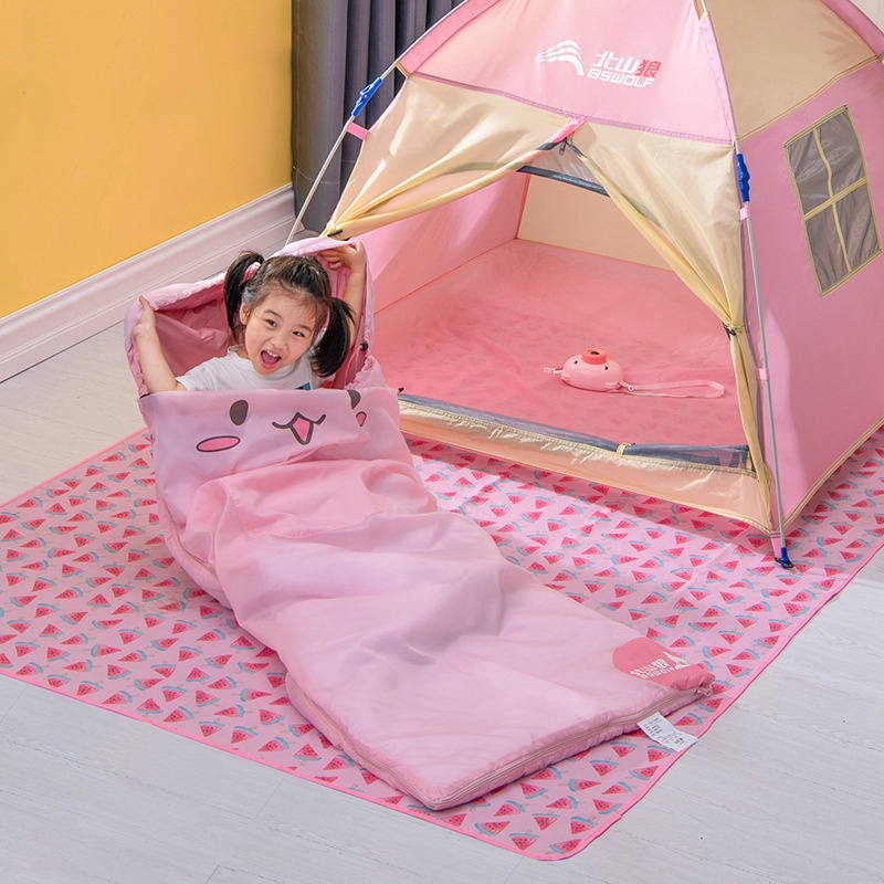 Túi ngủ màu hồng họa tiết hoạt hình cho dành bé