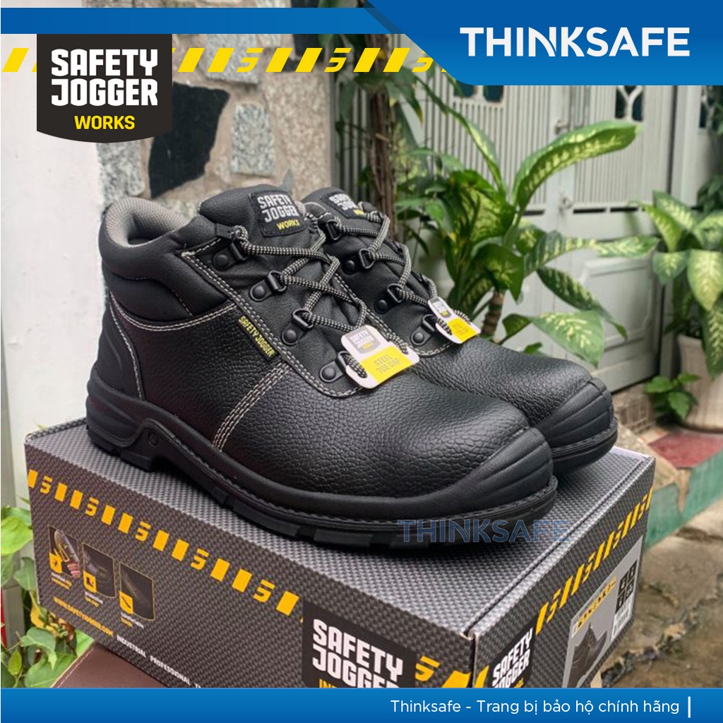Giày bảo hộ lao động nam Safety Jogger Bestboy S3 cổ cao da bò phủ PU dùng trong nhà máy, công trường, xưởng sản xuất