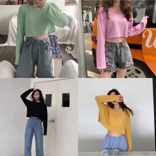 Áo Croptop Trơn Dài Tay Nhiều Màu