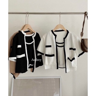 Set 2 Món Áo khoác phối viền + 2 dây
