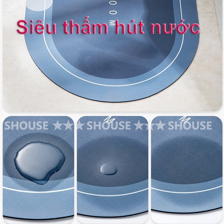 Thảm Lau Chân Shouse siêu thấm hút nước đế cao su chống trơn trượt cho nhà tắm khách sạn nhà bếp