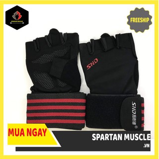 Găng tay Gym có băng quấn cổ tay, găng bảo vệ tay khi tập Gym