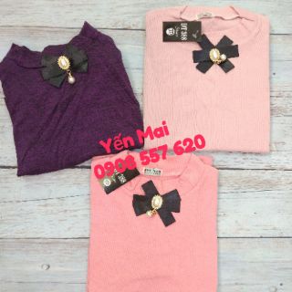 Áo len cổ nơ tay dài (Ảnh thật + clip)