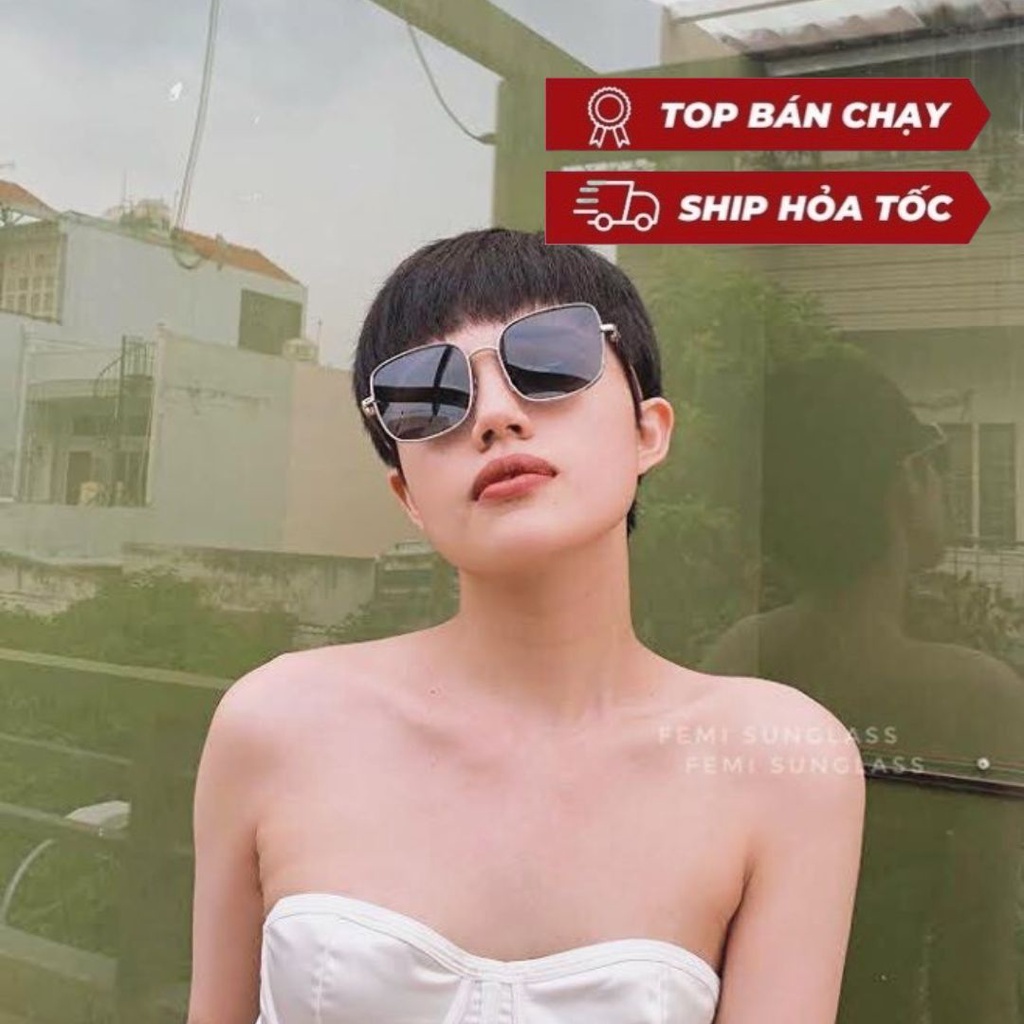 Kính râm nữ Femi Bibi chính hãng kính mát nữ kim loại phong cách Hàn Quốc