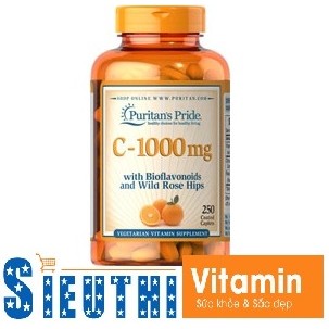 [CHÍNH HÃNG] Vitamin C 1000mg Bioflavonoids & Rose Hips nhanh liền sẹo, mờ vết thâm Puritan’s Pride 250 viên 693