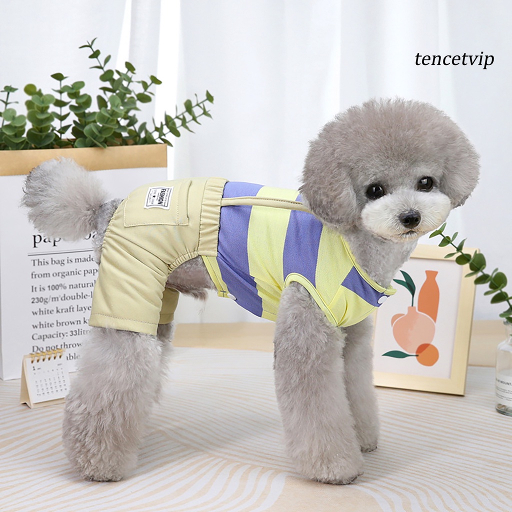Áo liền quần vải cotton mềm mại họa tiết sọc thời trang dễ thương cho cún cưng