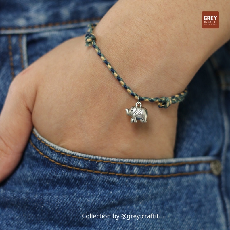 Vòng tay Ngũ Sắc Tây Tạng Charm Bạc Thái Hồ Lô - Con Voi - Tứ Lộc Handmade 100% Miễn phí ship sửa đổi trả & Order riêng