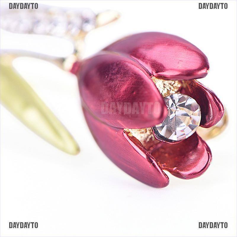 Ghim Cài Áo Hình Hoa Tulip Đính Đá Pha Lê Thanh Lịch