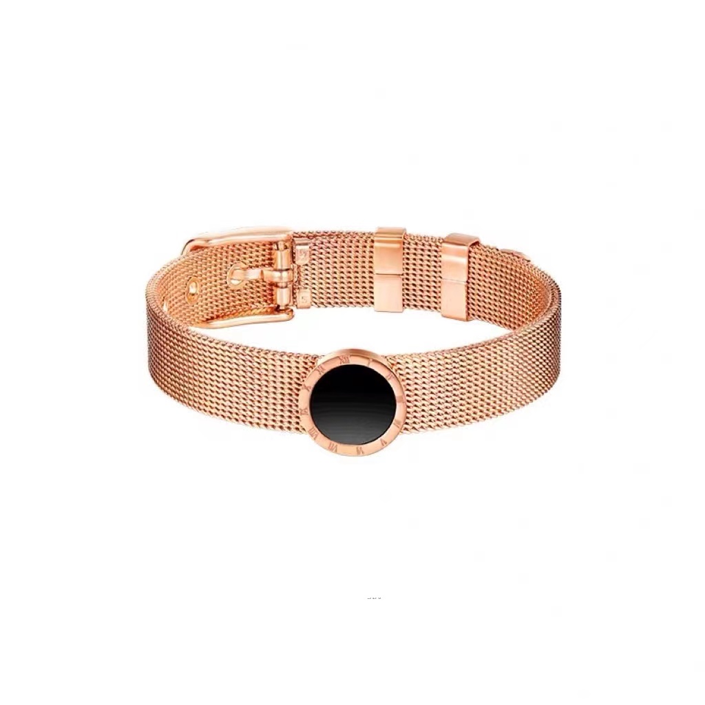 Vòng Tay Thép Titan Mặt Thẻ Số La Mã Màu Đen Đơn Giản Độc Đáo Phong Cách Hàn Quốc Cho Cặp Đôi