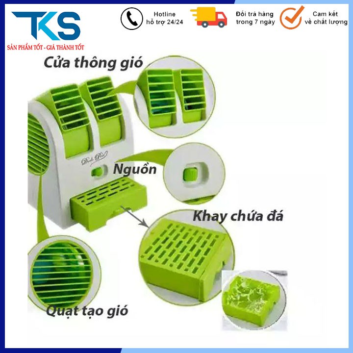 Quạt điều hòa mini có ngăn chứa đá 2 cửa thổi gió