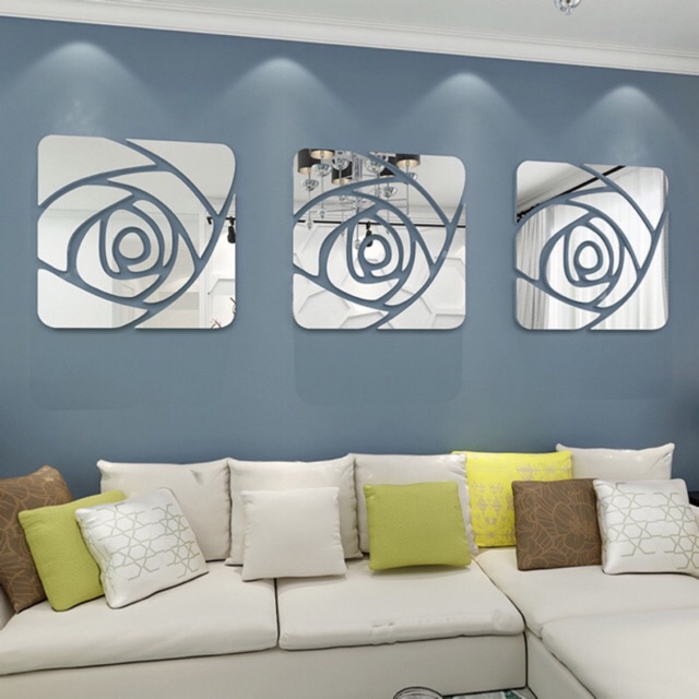 Tranh dán tường mica 3d decor Hoa hồng nghệ thuật Trang trí phòng khách, phòng ngủ, nhà hàng Nhiều Size - EPeBen