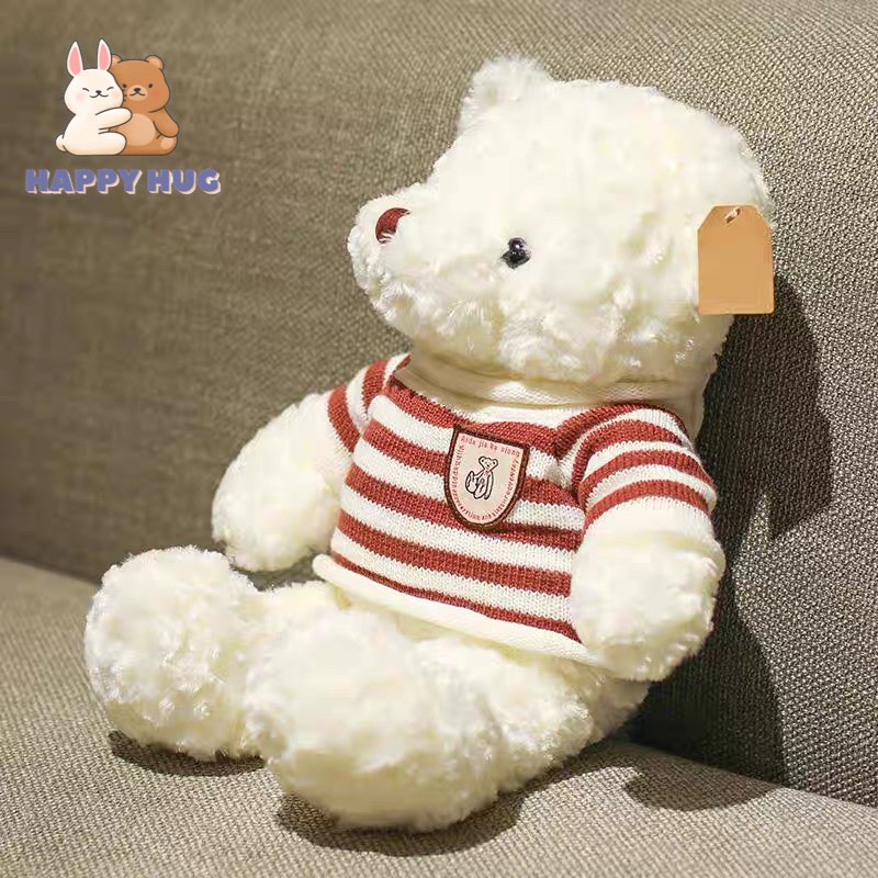 Gấu bông mini cute 25cm, gấu Teddy mặc áo len đáng yêu, thú nhồi bông dễ thương cho bé - Happy Hug
