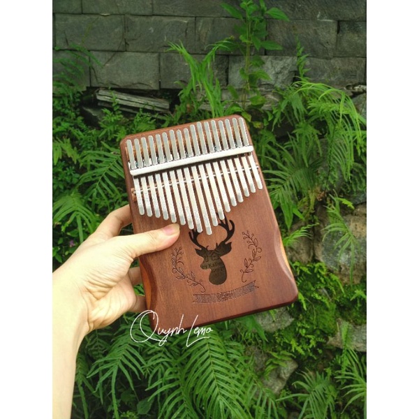 Đàn kalimba 17 phím Cega Nai Xanh gỗ manhogany cao cấp - tặng full phụ kiện và dây treo trang trí