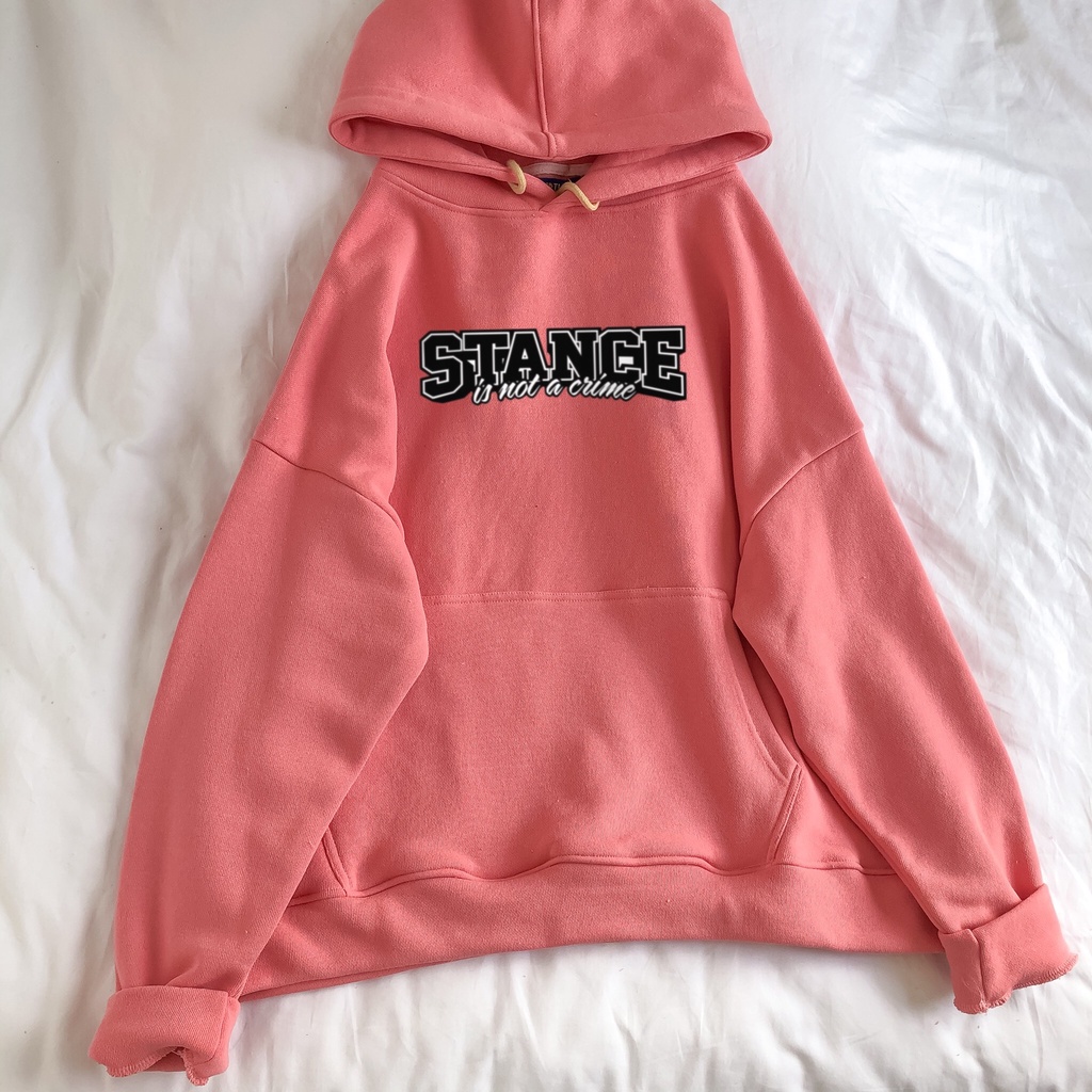 Áo Hoodie hình in MEANSTORE nỉ lót bông có mũ oversize unisex nam nữ form rộng phong cách Hàn Quốc - Màu xanh, đỏ, hồng