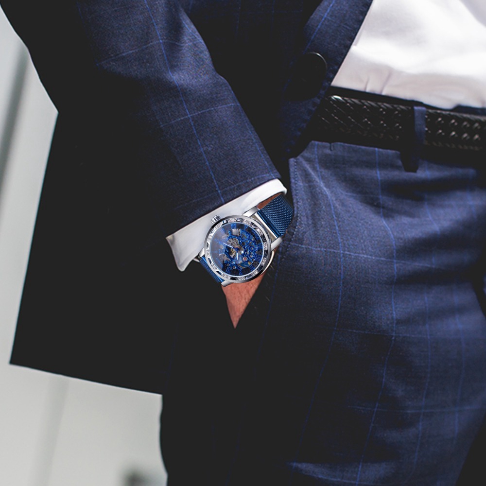 Đồng Hồ Cơ Nam Lộ Máy Hãng Forsining Dây Thép Lưới Đẹp Thời Trang Cao Cấp Giá Rẻ