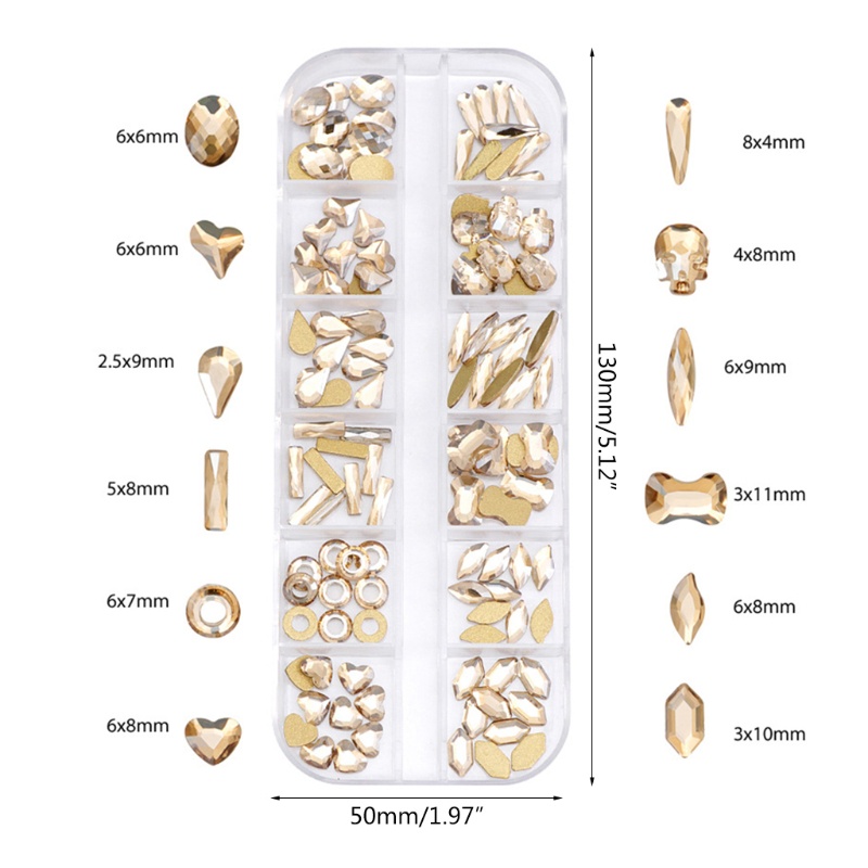 Set 120 Viên Đá Pha Lê AB Mặt Phẳng Đính Trang Trí Móng Tay / Giày / Móng Nghệ Thuật