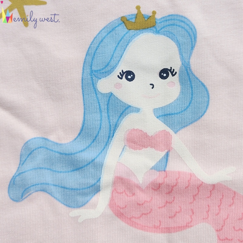 Áo Thun Cotton Cổ Tròn Tay Ngắn In Hoạt Hình Dành Cho Bé Gái