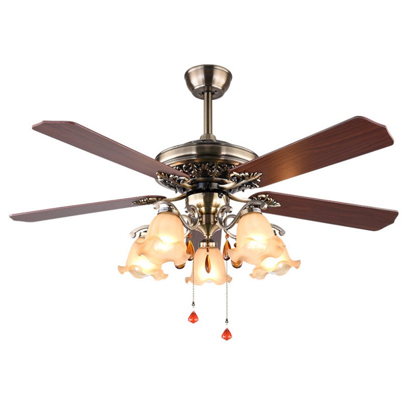 (Tặng Bóng Điện) Quạt Trần Đèn 5 Cánh Tân Cổ Điển Cao Cấp Cho Phòng Khách- Ngủ,Điều Khiển Từ Xa Siêu Mát,Hàng Nhập Khẩu