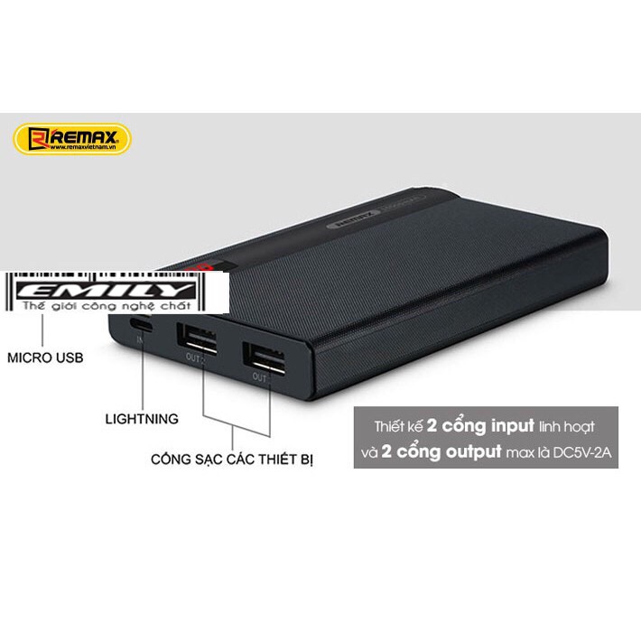 Pin sạc dự phòng nhỏ gọn 10000mAh Remax RPP-53 - BH 12 Tháng