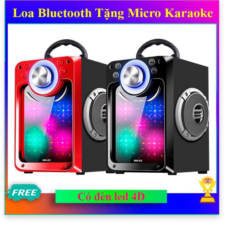 Loa karaoke MN03 có đèn led mặt gương kèm mic có dây nghe tuyệt hay loại xịn