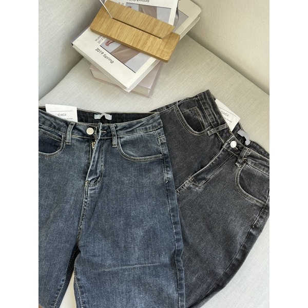 Q389 - QUẦN JEANS GẬP GẤU CHỈ NỔI8050