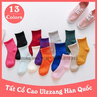 Tất Vớ Nam Nữ Trơn Ulzzang Cổ Cao Hàn Quốc - Tất Vớ Unisex Phong Cách Vintage