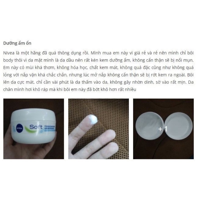 Kem dưỡng ẩm Nivea Soft 50ml dùng cho da mặt, da dầu, da tay, da mụn - Hàng Đức chính hãng