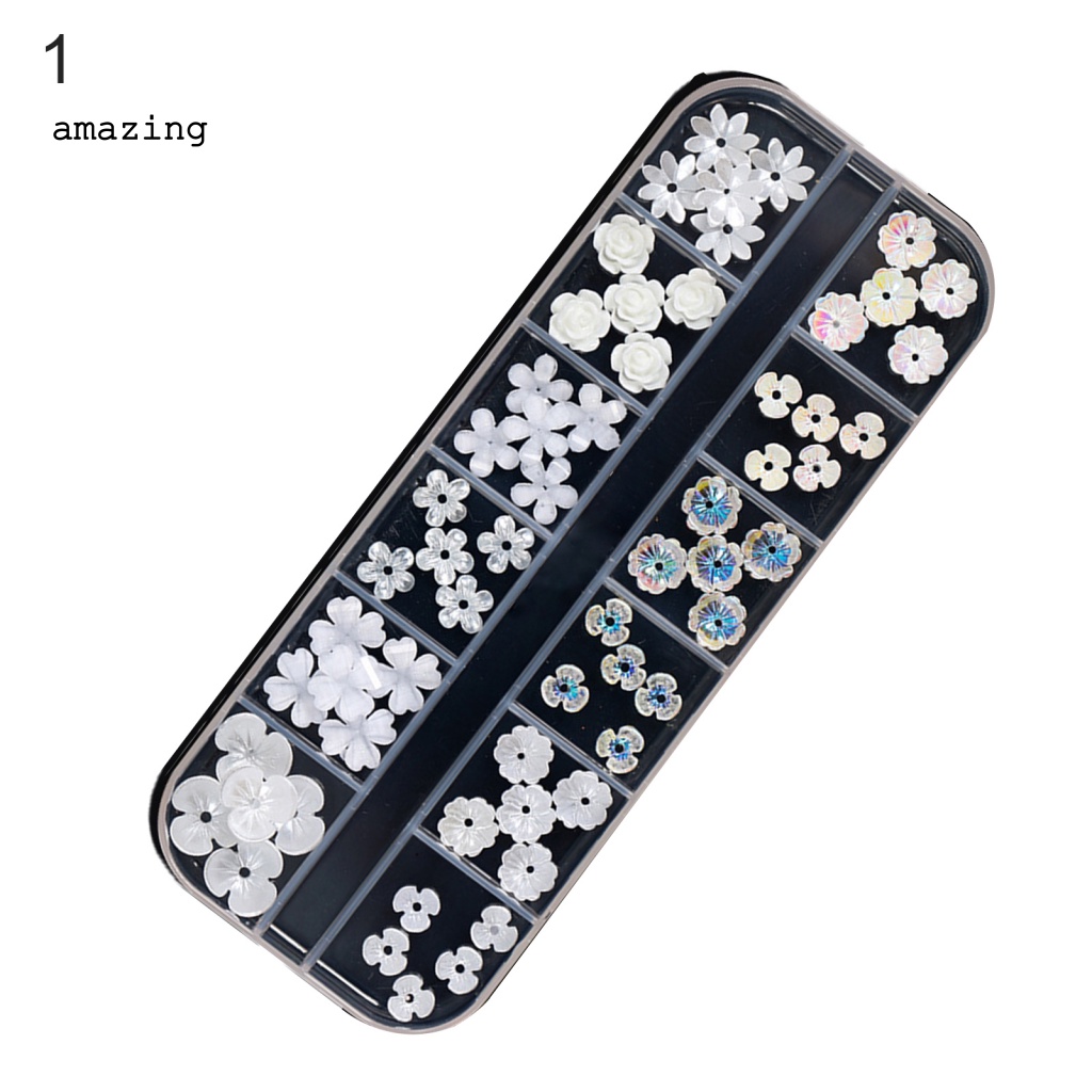 Phụ Kiện Trang Trí Móng Tay Hình Bông Hoa Mini Màu Trắng Xinh Xắn DIY