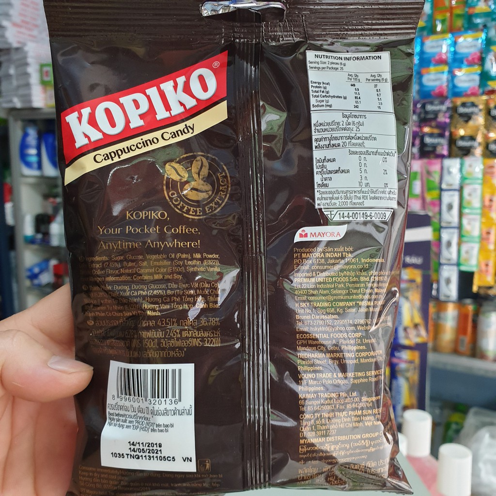 KẸO KOPIKO VỊ CÀ PHÊ / VỊ CÀ PHÊ SỮA - GÓI 150G