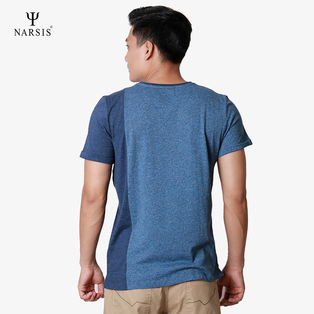 Áo thun nam cổ tim Narsis D8052 màu xanh