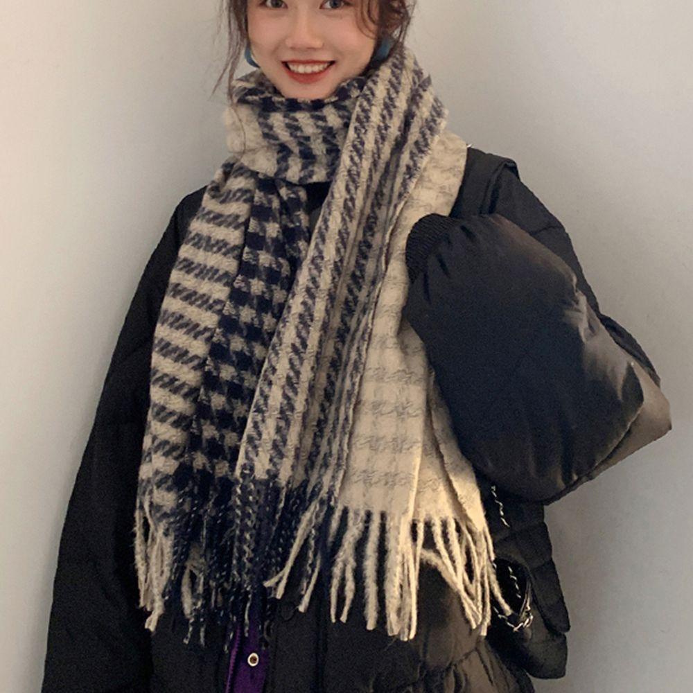 Khăn Choàng Cổ Họa Tiết Sọc Lưới Thời Trang Thu Đông Cho Nam Và Nữ