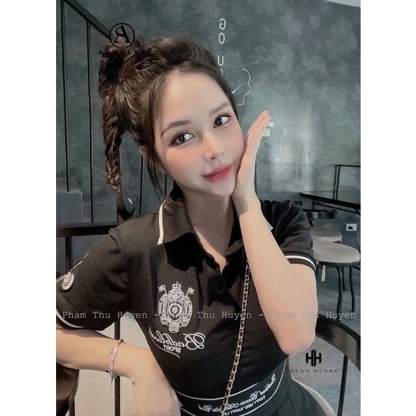 Set áo polo badblood chân váy xếp ly