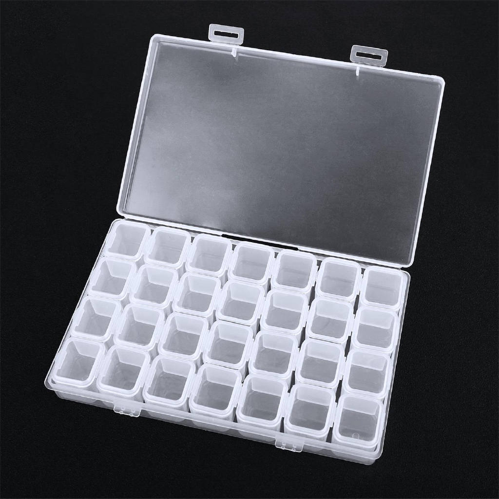 28 Grid Storage Box Practical Adjustable Plastic Case for Jewelry Display，Nail Art Tools Organizer