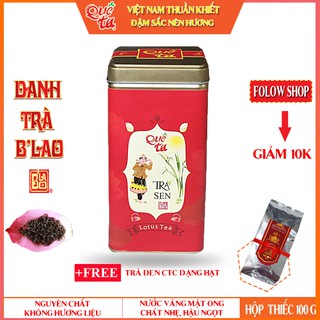 Trà sen (trà ướp hoa sen) Quê Ta hộp thiếc 100g , tặng gói trà đen