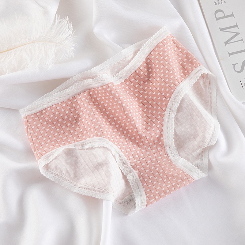 Quần Lót Nữ Cotton Siêu Thoáng Nâng Mông Trái Tim Hồng QL04