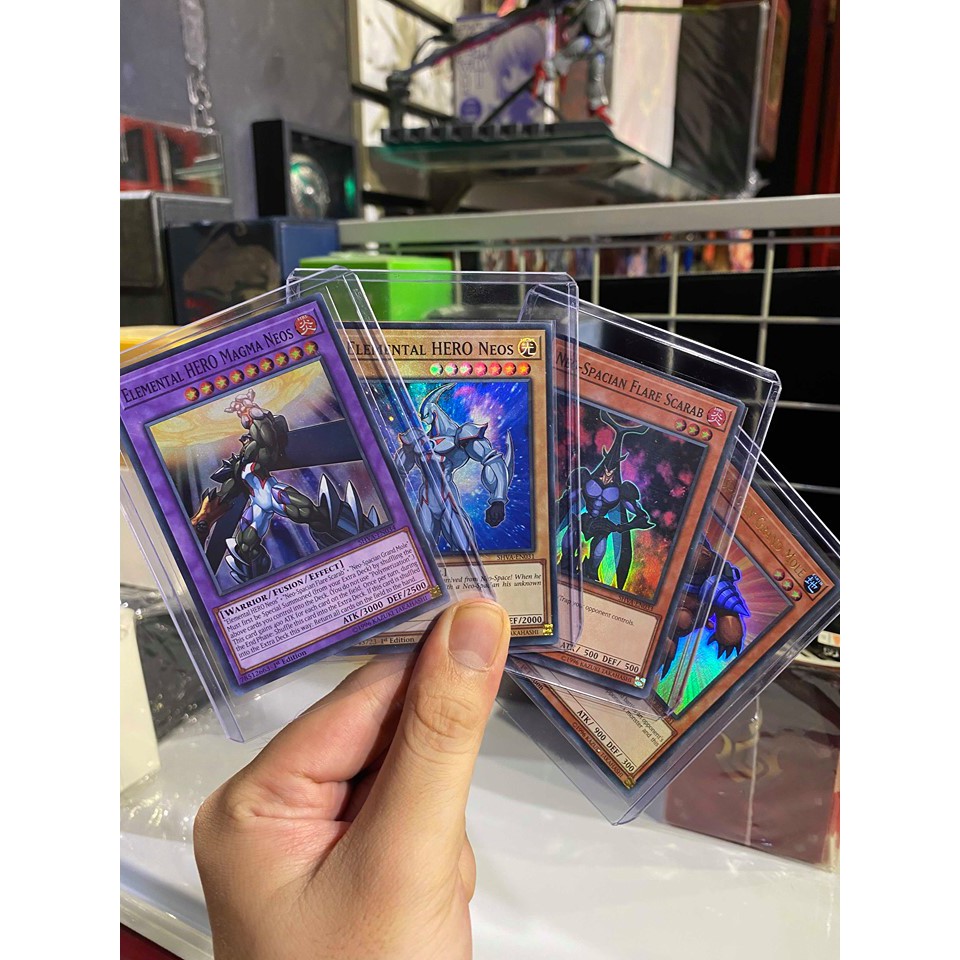 Lá bài thẻ bài Yugioh Combo Elemental HERO Magma Neos 4 lá - Tặng bọc bài nhựa bảo quản