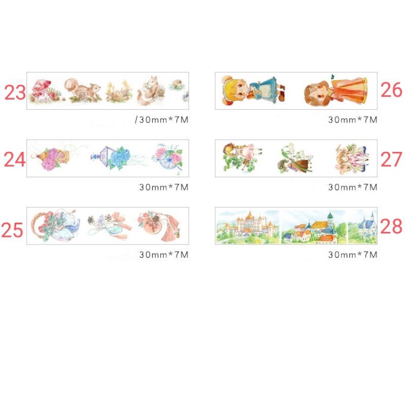 Băng dính washi tape trang trí sổ cuộn lẻ