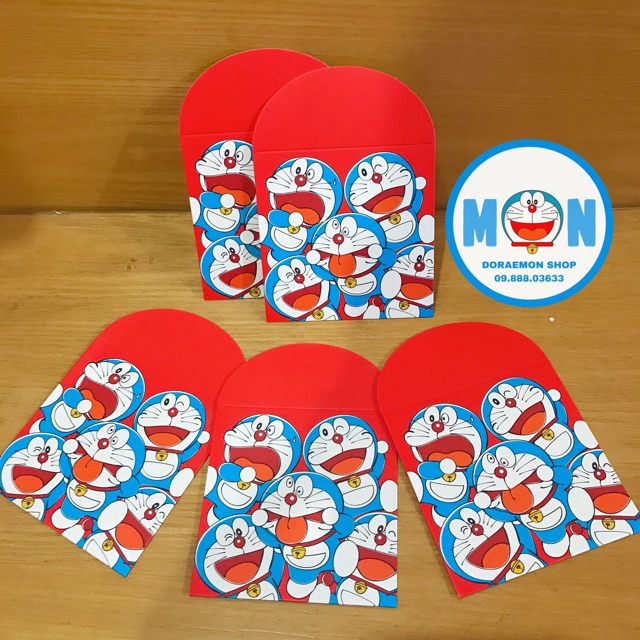 Bộ 10 Bao Lì Xì Ngắn Doremon Doraemon