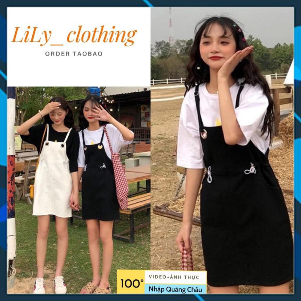 Đầm yếm nữ chất bò denim kiểu dáng đẹp, trẻ trung style Hàn V98